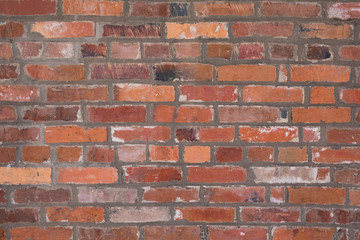 A vintage brick wall for a textured and patterned background.