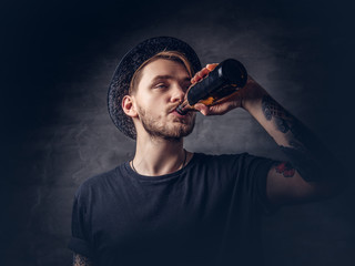 Portrait of handsome bearded hipster.