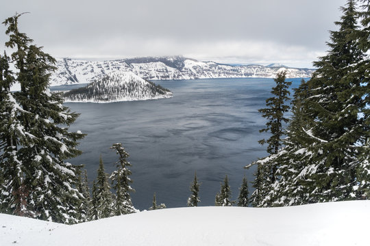 North Rim Winter Storm Wizard Island Mount Scott