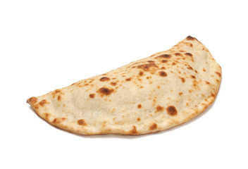 Pizza calzone on a white background