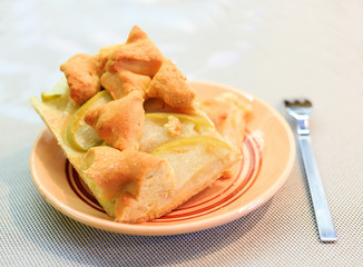 Fresh apple pie piece.