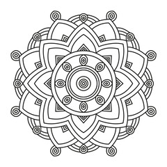 Beautiful Mandala Shape for Coloring. Book Page. Lines.