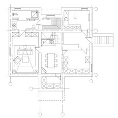 Standard living room furniture symbols set