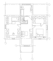 Standard living room furniture symbols set