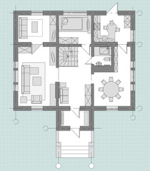 Standard living room furniture symbols set