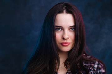 Young cute smiling girl studio shoot. Natural beauty, minimal makeup concept