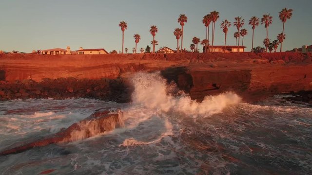 4k San Diego Ocean Cliff Sunset 007 Dolly Back