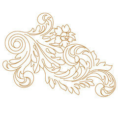 Golden vintage baroque ornament, corner. Retro pattern antique style acanthus. Decorative design element filigree calligraphy vector. - stock vector