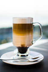 Delicious cup of coffee in the bar