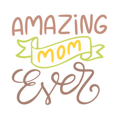 Mother's Day hand written phrase. Modern brush calligraphy. Vector isolated illustration on white background