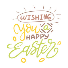 Easter lettering. Template vector hand drawn black on white background. Happy holiday postcard. Vector illustration