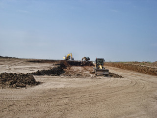 Mining machines working on the construction site