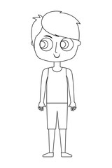 cartoon little boy is standing character vector illustration thin line