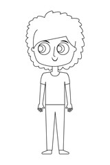 cartoon little boy is standing character vector illustration thin line