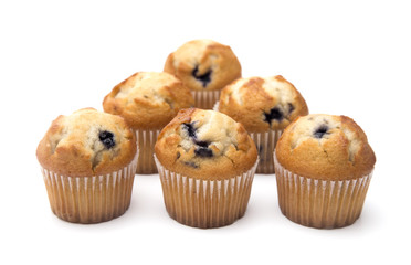 Classic Blueberry Muffins Isolated on a White Background