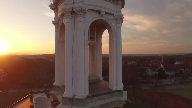 4k Aerial Nashville Tower A Winter Sunset 005 Close Orbit
