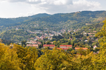 Fototapeta na wymiar Banska Stiavnica autumn townscape in Slovakia.