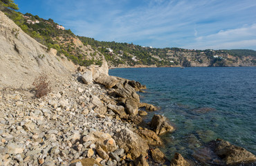 Fototapeta na wymiar Ses Boques beach on the island of Ibiza