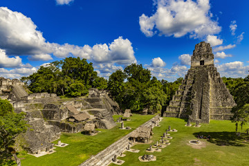 Guatemala. Tikal National Park (UNESCO World Heritage Site). The Grand Plaza with the North...