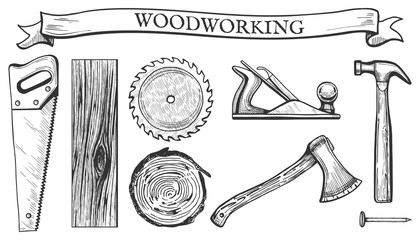 woodworking objects set
