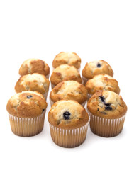 Classic Blueberry Muffins Isolated on a White Background