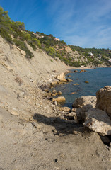 Fototapeta na wymiar Ses Boques beach on the island of Ibiza