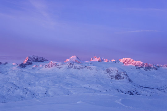 Beautiful view in the mountain massive Dachstein, Austria.