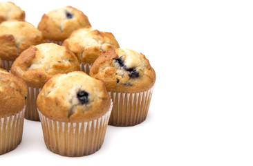 Classic Blueberry Muffins Isolated on a White Background