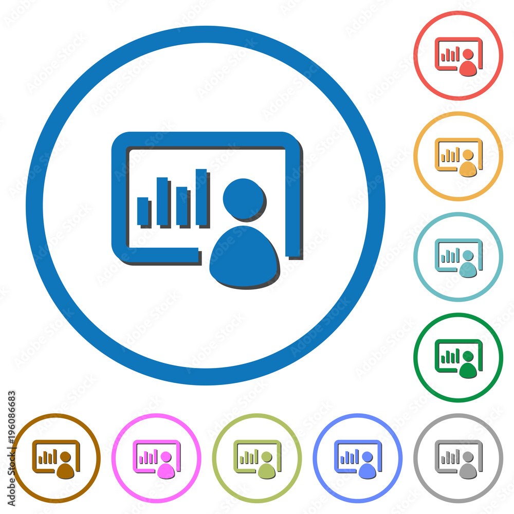 Poster presentation icons with shadows and outlines