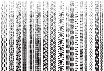 Tire tracks of various vehicles