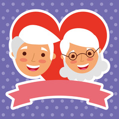 grandparents together happy in love heart vector illustration