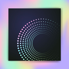Vector abstract cover poster design with halftone circles and holographic effect. Easy to modify and use as cover, poster, mockup, brochure or presentation