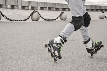 Roller skate heel toe balance element, skating, active sport