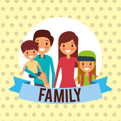 family people together unity ribbon vector illustration