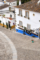 Street in the medieval portuguese city. Portugal, Obidos