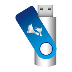 usb flash drive backup stationery office element vector illustration