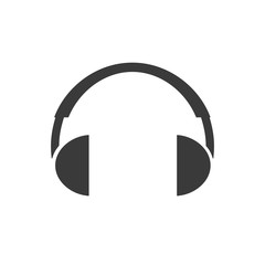 Vector headphones icon. Black symbol silhouette isolated on white background