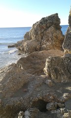 Sunrise along the coast on Nerja, Spain