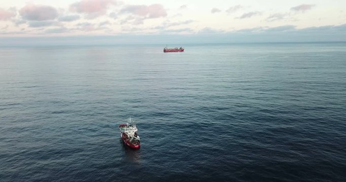 
    Aerial view of an offshore oil installation 