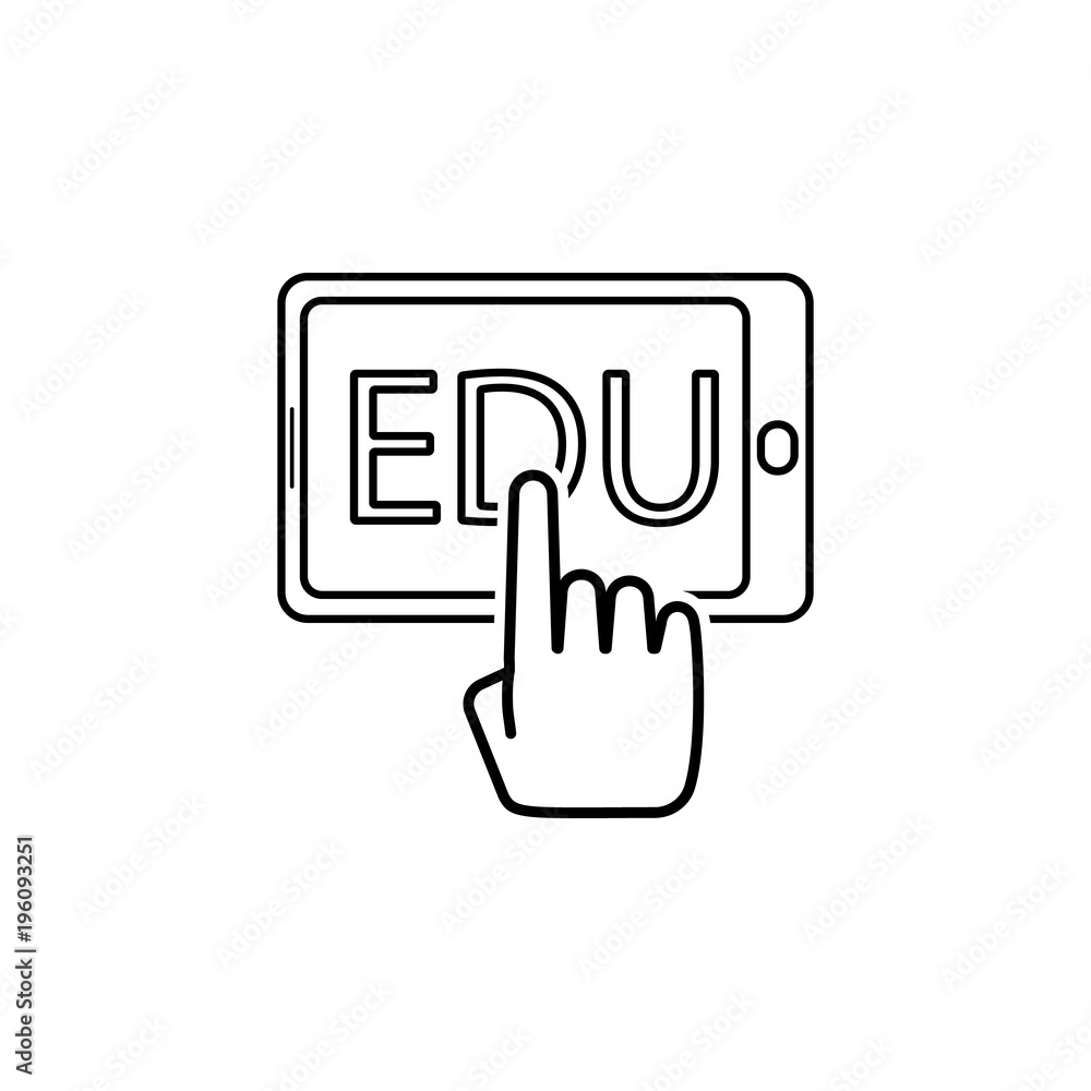 Poster finger on the smart phone screen icon. element of online education icon for mobile concept and web a