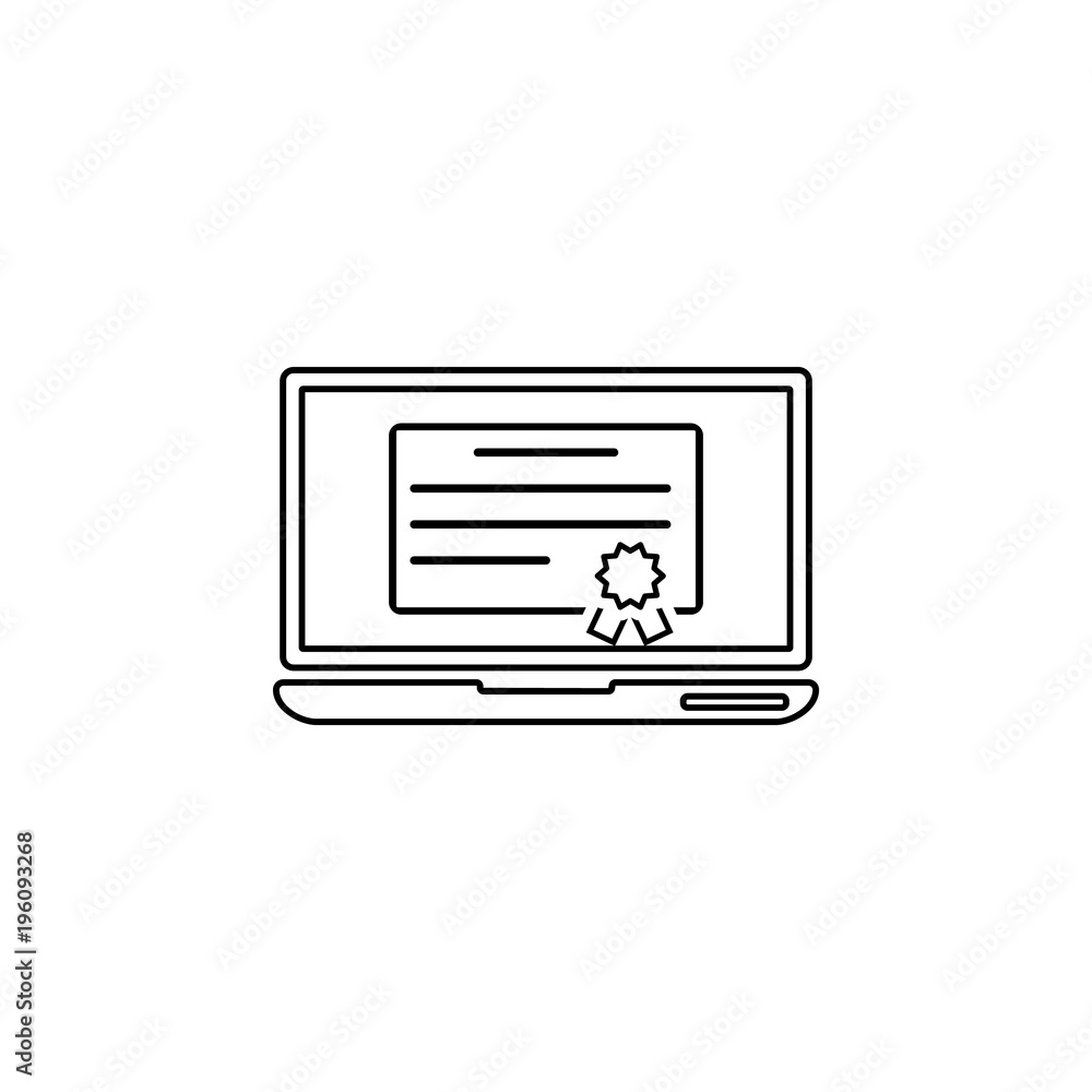 Poster certificate on the laptop screen icon. element of online education icon for mobile concept and web a