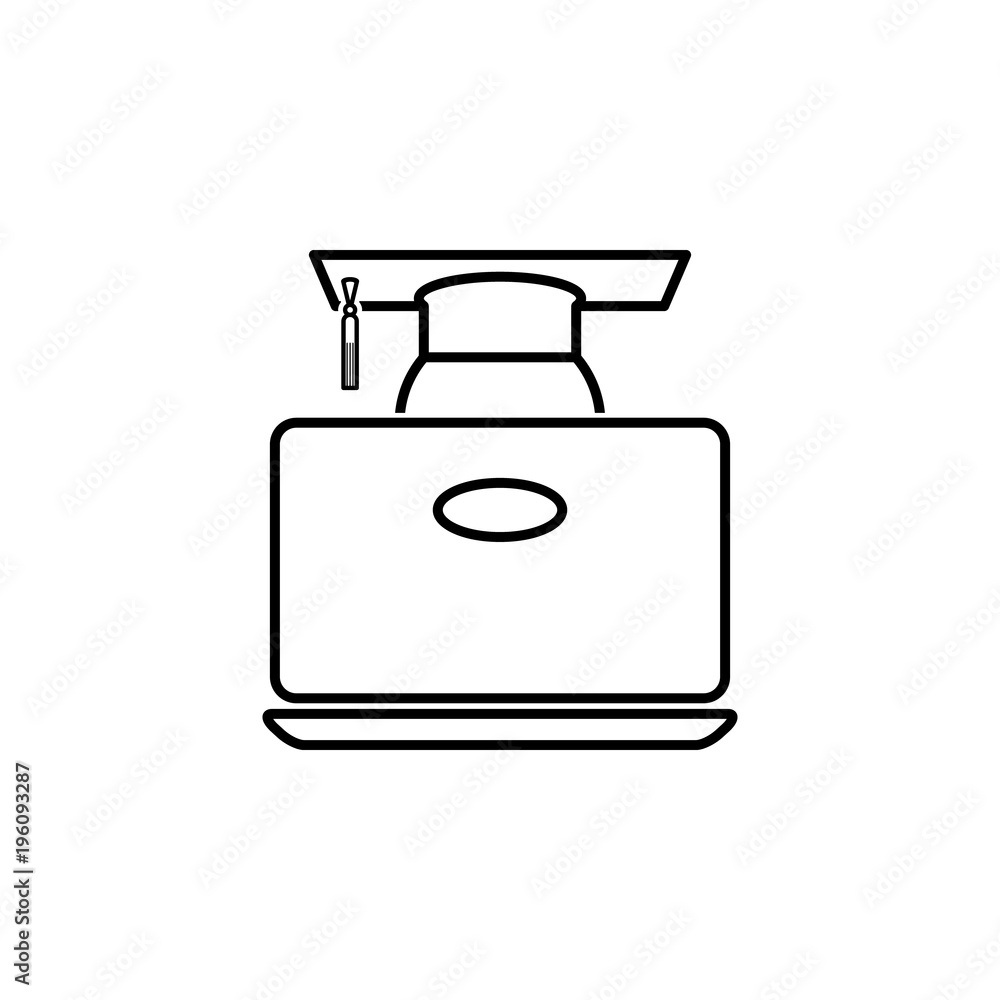 Poster student at the computer icon. element of online education icon for mobile concept and web apps. thin
