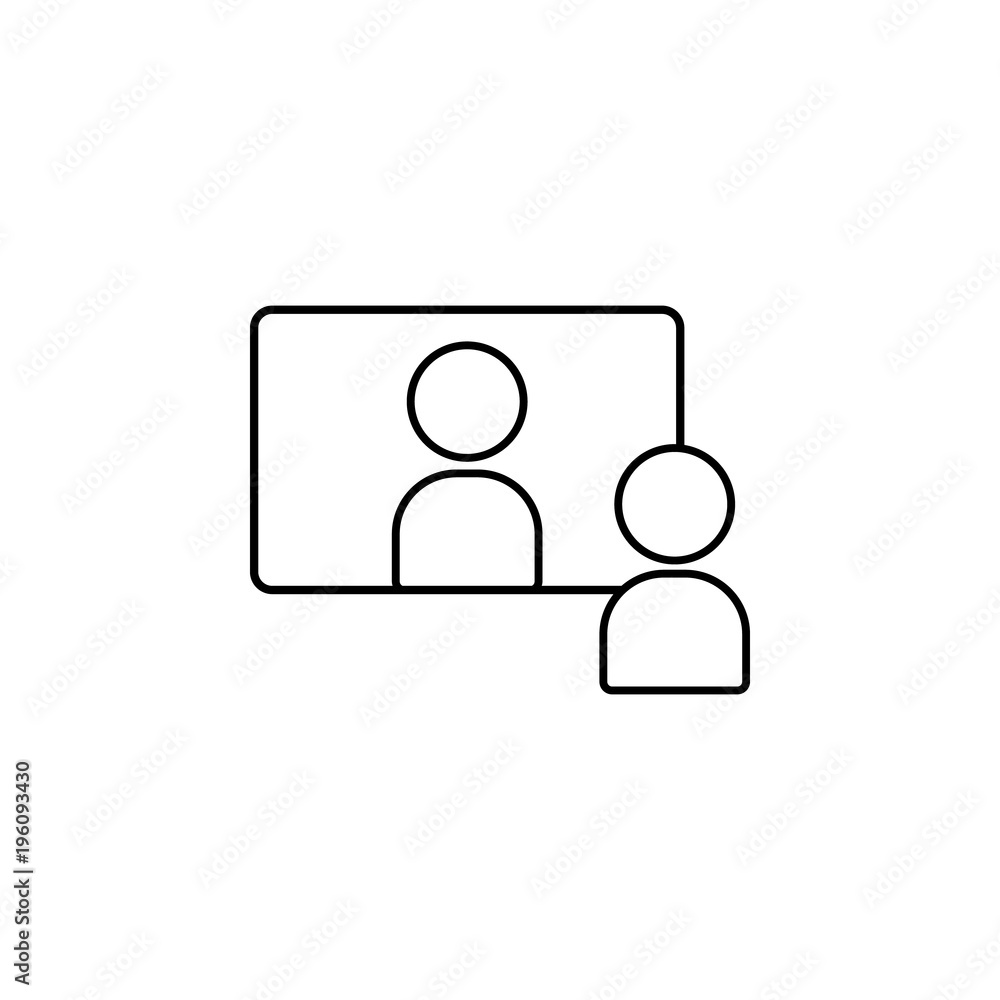 Aufkleber person on the screen icon. element of online education icon for mobile concept and web apps. thin li