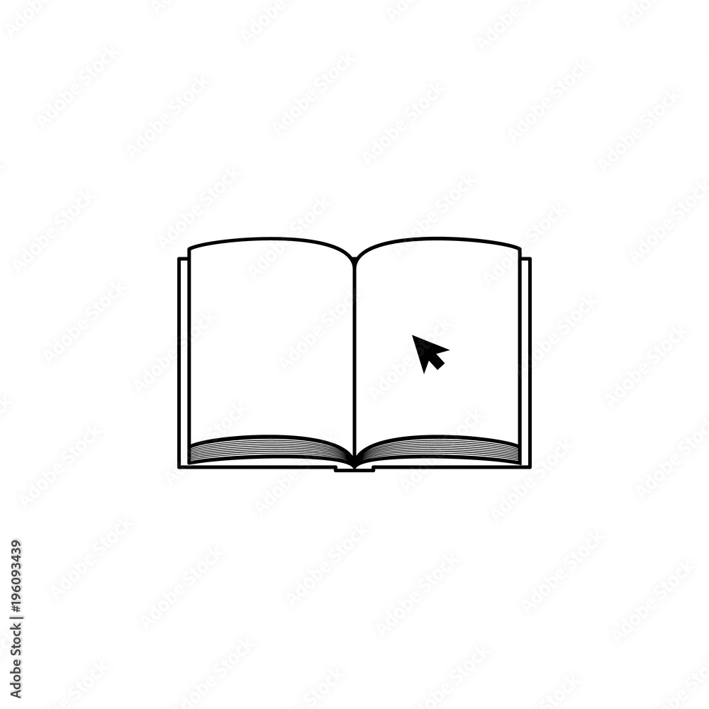 Poster book and cursor icon. element of online education icon for mobile concept and web apps. thin line ic