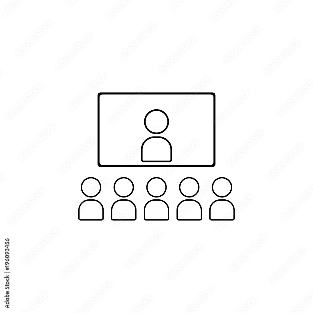 Poster a man with a screen and listeners icon. element of online education icon for mobile concept and web 