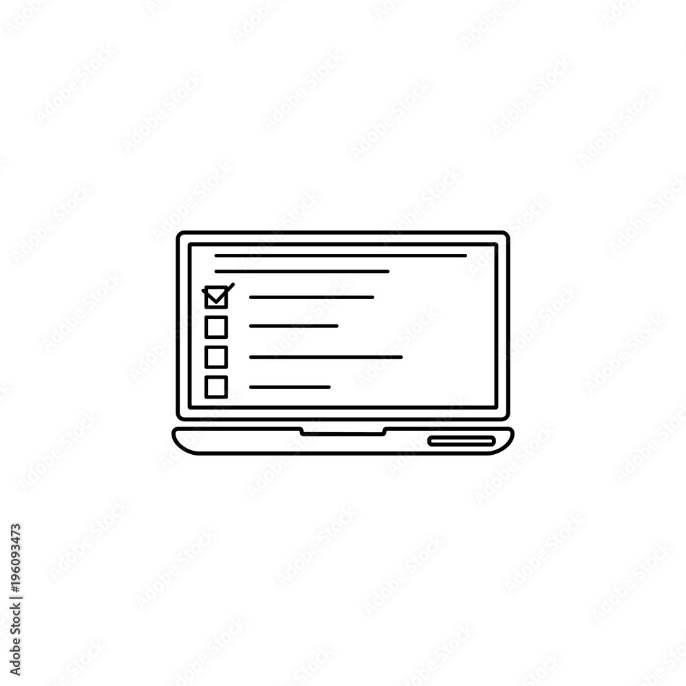 Poster questionnaire on the laptop screen icon. element of online education icon for mobile concept and web