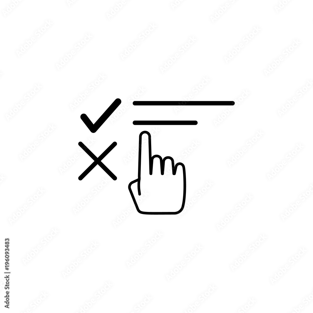 Poster finger on the questionnaire icon. element of online education icon for mobile concept and web apps. 
