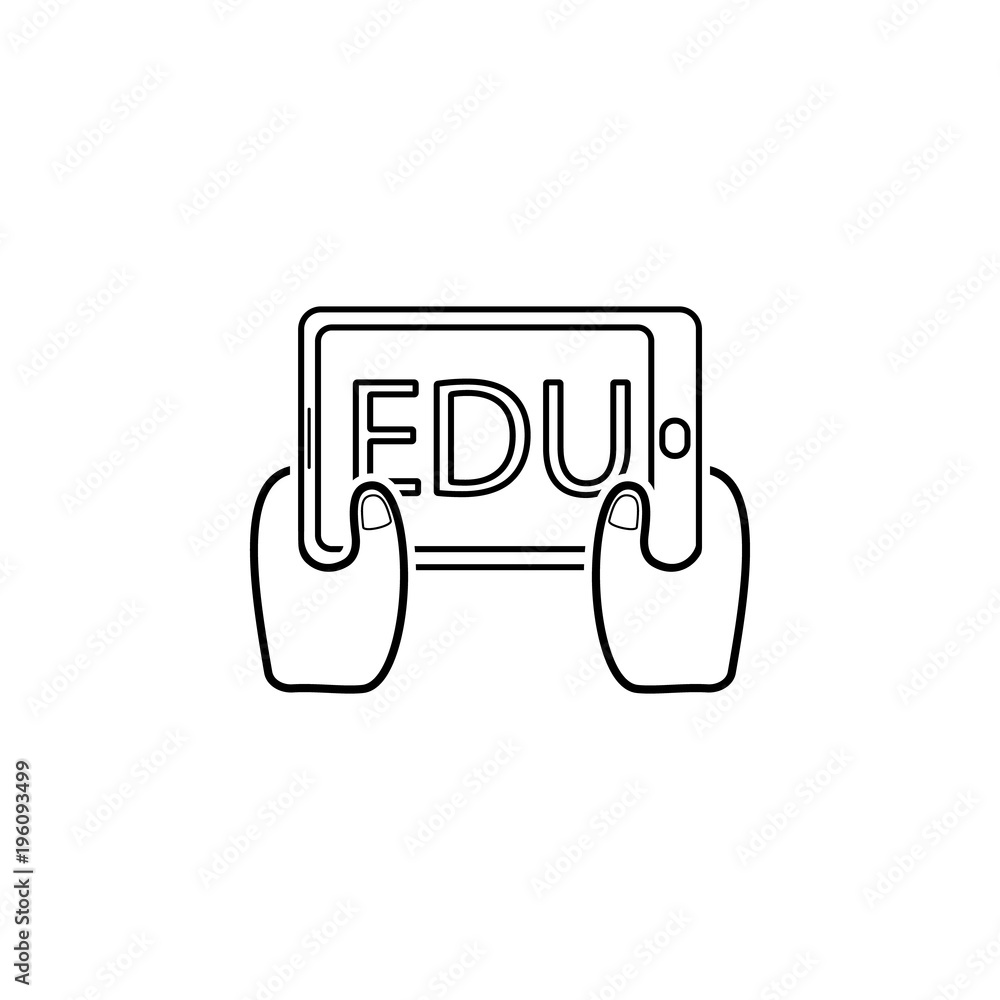 Poster hands holding smart phone icon. element of online education icon for mobile concept and web apps. th