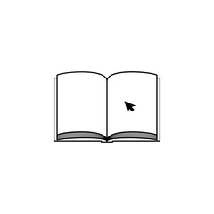 book and cursor icon. Element of online education icon for mobile concept and web apps. Thin line  icon for website design and development, app development