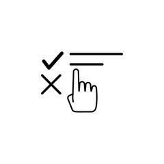 finger on the questionnaire icon. Element of online education icon for mobile concept and web apps. Thin line  icon for website design and development, app development